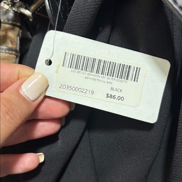 Betsey Johnson Black Kilter Rosette Asymmetrical Bag - Picture 5 of 8